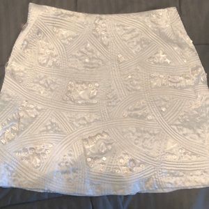 White/cream quilted skirt with clear beads and sequins